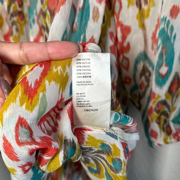 Anthropologie Maureen Babydoll Tunic Blouse Sheer Multicolor Floral Paisley M - Picture 9 of 16